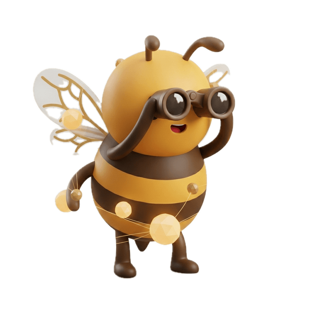 Pollen bee mascot discovering SEO opportunities